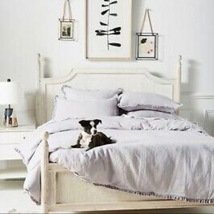 USED Anthropologie Linen Salvage Et Cie King Duvet AND THREE EURO SHAMS